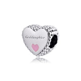 925 Sterling Silver Goddaughter Heart Charms Bracelet Bangle