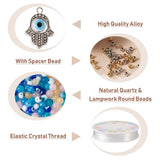 220Pcs Evil Eye Charm Bracelet Kit Natural Quartz & Lampwork Beads