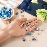 220Pcs Evil Eye Charm Bracelet Kit Natural Quartz & Lampwork Beads