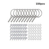 220Pcs Key Ring Screw Metal Door Pendant Keychain Homemade Jewelry Making
