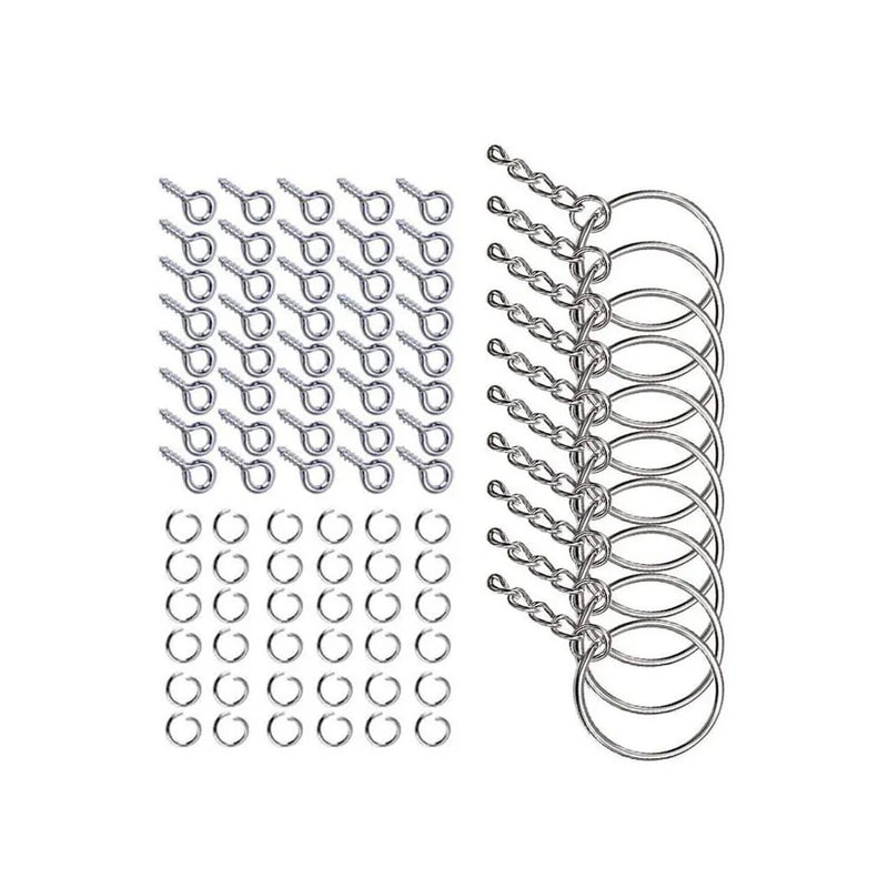 220Pcs Key Ring Screw Metal Door Pendant Keychain Homemade Jewelry Making