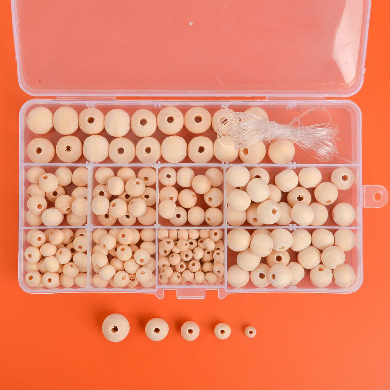 Natural Wood Beads Kit for Jewelry Making DIY Bracelet Necklace 6-14mm