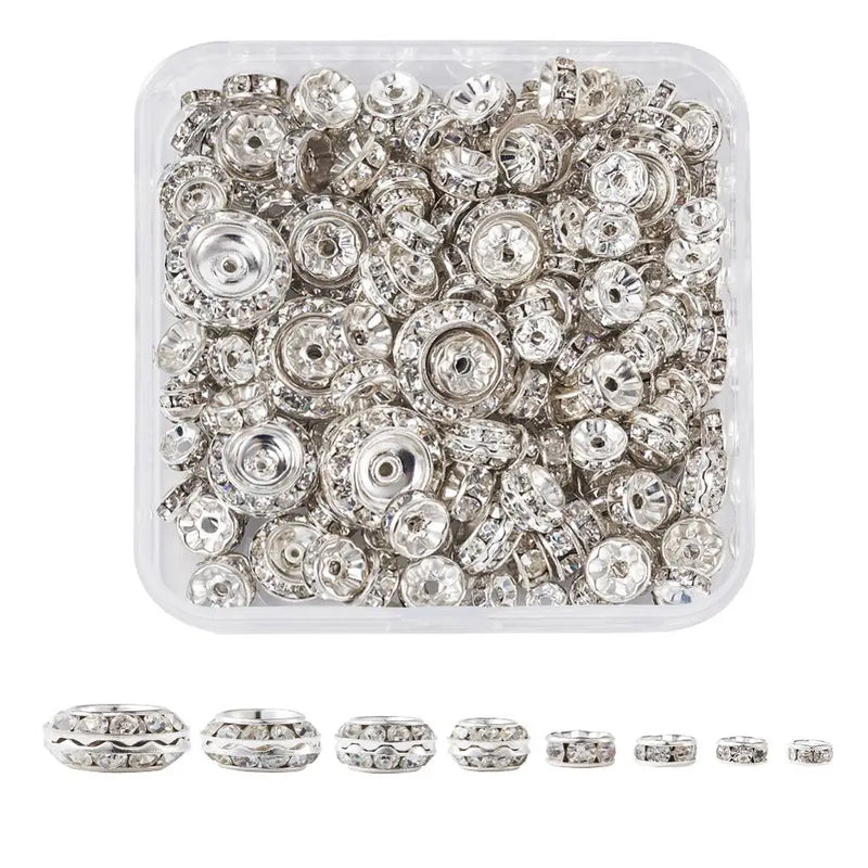 220pcs Crystal Brass Rhinestone Spacer Beads for Jewelry Making