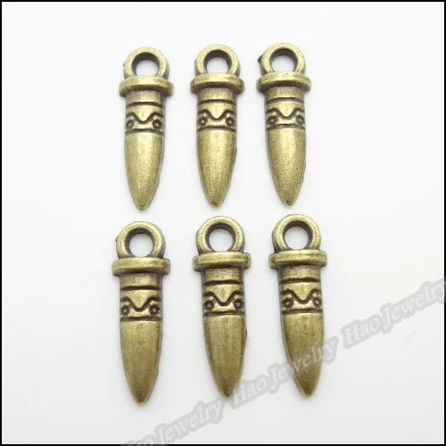 220pcs Vintage Bullet Charms Antique Bronze DIY Jewelry Making