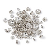 220pcs Brass Rhinestone Spacer Beads Rondelle Metal Crystal