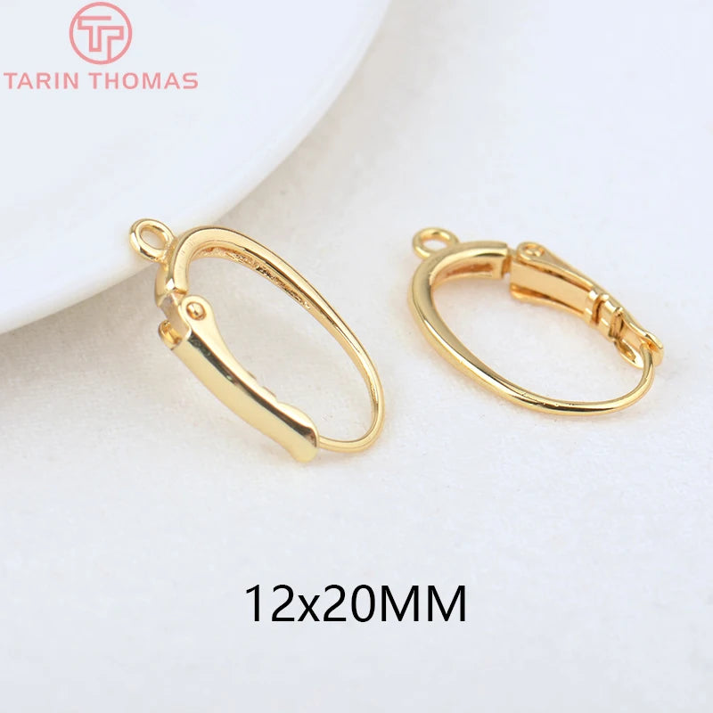 6PCS 12x20MM 24K Brass Oval Earrings Clip High Jewelry Making Findings