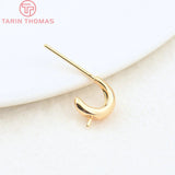 10PCS 8x8.5MM 24K Brass C Stud Earrings, DIY Jewelry Findings