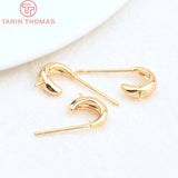10PCS 8x8.5MM 24K Brass C Stud Earrings, DIY Jewelry Findings