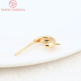 10PCS 8x8.5MM 24K Brass C Stud Earrings, DIY Jewelry Findings