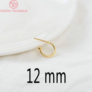 10PCS 12MM 15MM 20MM 24K Brass Round Earrings Findings