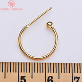 10PCS 12MM 15MM 20MM 24K Brass Round Earrings Findings