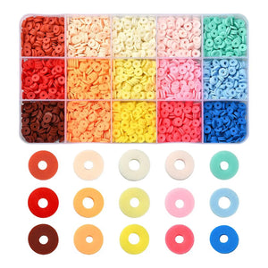 2250Pcs Clay Beads 15 Colors Polymer Clay Disc Beads 6mm for Jewelry Making Kit
