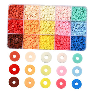 2250Pcs Clay Beads 15 Colors Polymer Clay Disc Beads 6mm for Jewelry Making Kit