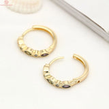 2PCS 20.8x22MM 24K Brass Zircon Round Earrings DIY Jewelry Findings