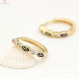 2PCS 20.8x22MM 24K Brass Zircon Round Earrings DIY Jewelry Findings