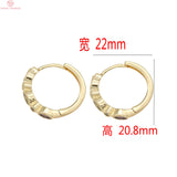 2PCS 20.8x22MM 24K Brass Zircon Round Earrings DIY Jewelry Findings