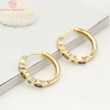 2PCS 20.8x22MM 24K Brass Zircon Round Earrings DIY Jewelry Findings