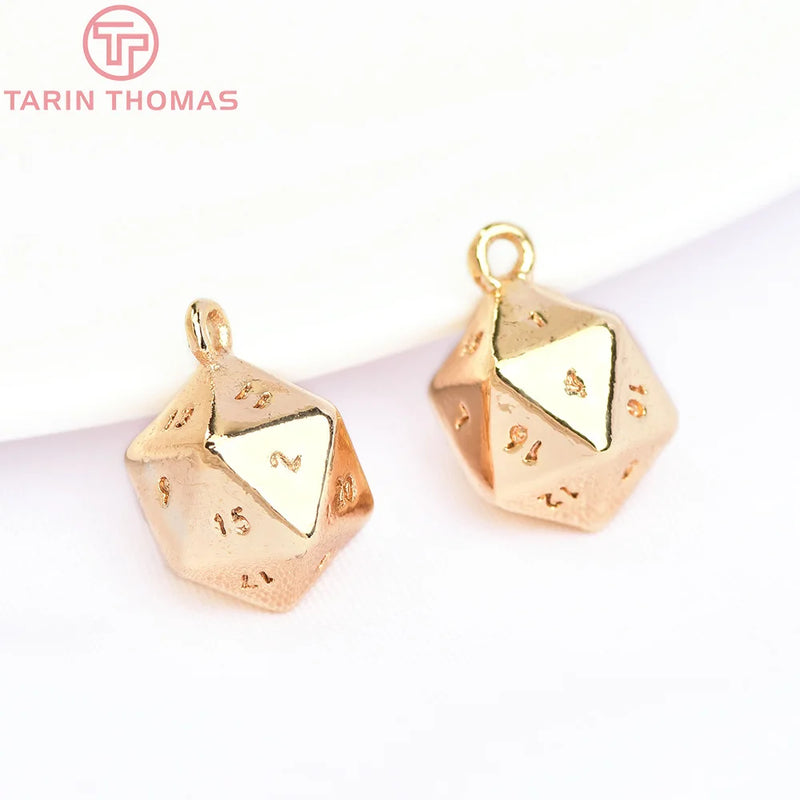 10PCS Brass Multi-Faceted Number Charm Pendants for DIY Jewelry Making