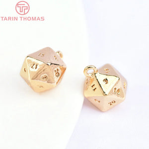 10PCS Brass Multi-Faceted Number Charm Pendants for DIY Jewelry Making