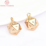 10PCS Brass Multi-Faceted Number Charm Pendants for DIY Jewelry Making