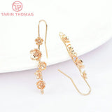 6PCS 36MM Brass 24K Earring Hooks Champagne/Plum Jewelry Findings