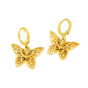 22K Yellow Butterfly Drop Earring for Women
