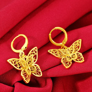 22K Yellow Butterfly Drop Earring for Women