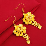 Yellow Flower Earrings for Women Romantic Heart Jewelry