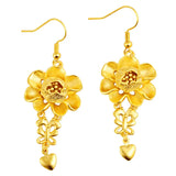 Yellow Flower Earrings for Women Romantic Heart Jewelry