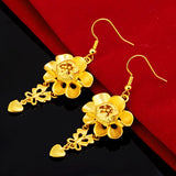 Yellow Flower Earrings for Women Romantic Heart Jewelry