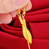22K Yellow Leaf Drop Earring for Women