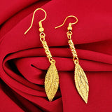22K Yellow Leaf Drop Earring for Women