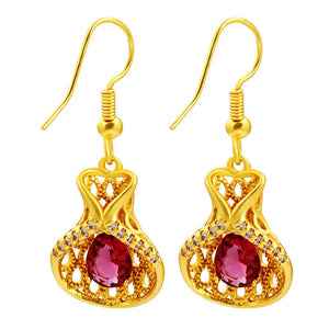22K Yellow Natural Ruby Drop Earring for Women Jewelry