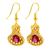 22K Yellow Natural Ruby Drop Earring for Women Jewelry