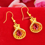 22K Yellow Natural Ruby Drop Earring for Women Jewelry