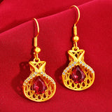 22K Yellow Natural Ruby Drop Earring for Women Jewelry
