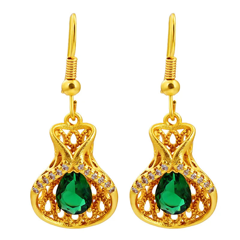 22K Yellow Natural Ruby Drop Earring for Women Jewelry