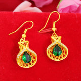 22K Yellow Natural Ruby Drop Earring for Women Jewelry