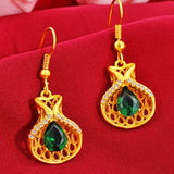 22K Yellow Natural Ruby Drop Earring for Women Jewelry