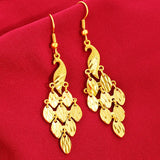 22K Yellow Peacock Drop Earring Ethnic Jewelry