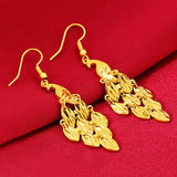 22K Yellow Peacock Drop Earring Ethnic Jewelry