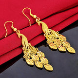 22K Yellow Peacock Drop Earring Ethnic Jewelry