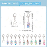 22Pcs Rainbow Beaded Crochet Stitch Marker with Lobster Clasp