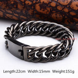 Heavy Wide 316L Stainless Steel Bracelet Men Bicycle Motorcycle Chain