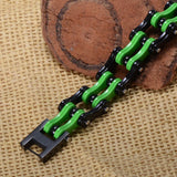 316L Stainless Steel Motor Bangle Bracelet Green Yellow for Men