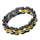 316L Stainless Steel Motor Bangle Bracelet Green Yellow for Men