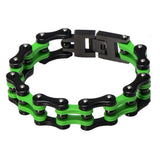 316L Stainless Steel Motor Bangle Bracelet Green Yellow for Men