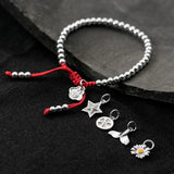 925 Sterling Silver Rope Bracelet Fish Flower Daisy Lock
