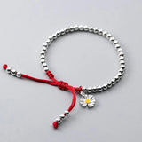 925 Sterling Silver Rope Bracelet Fish Flower Daisy Lock
