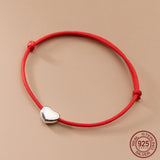 Silver Flower Heart 925 Sterling Silver Rope Bracelets Women Thread Line